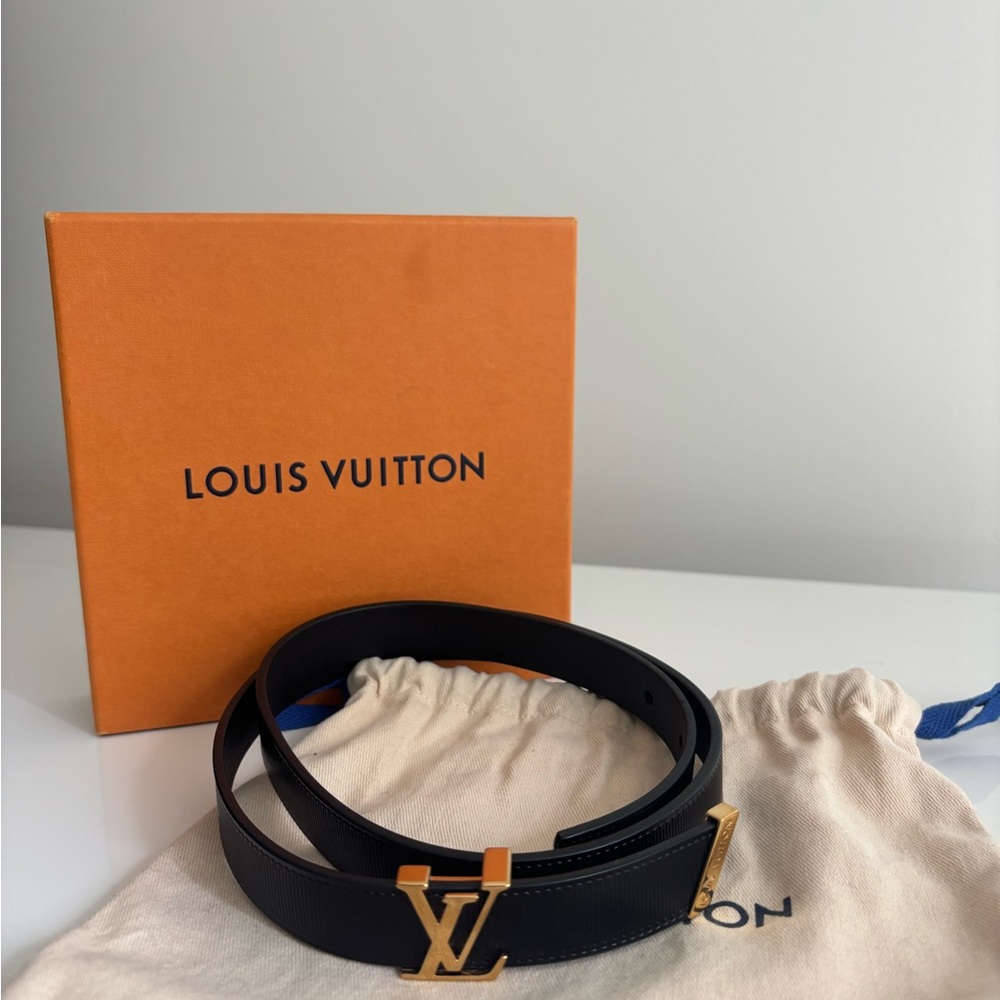 Louis Vuitton Black Belt with Gold Buckle